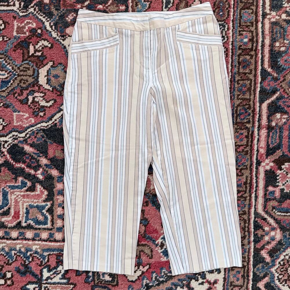 Ann Taylor LOFT 2P Neutral Stripe‎ Stretch Cotton Beachy Clamdiggers